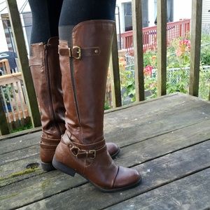 Faux leather tall riding boots